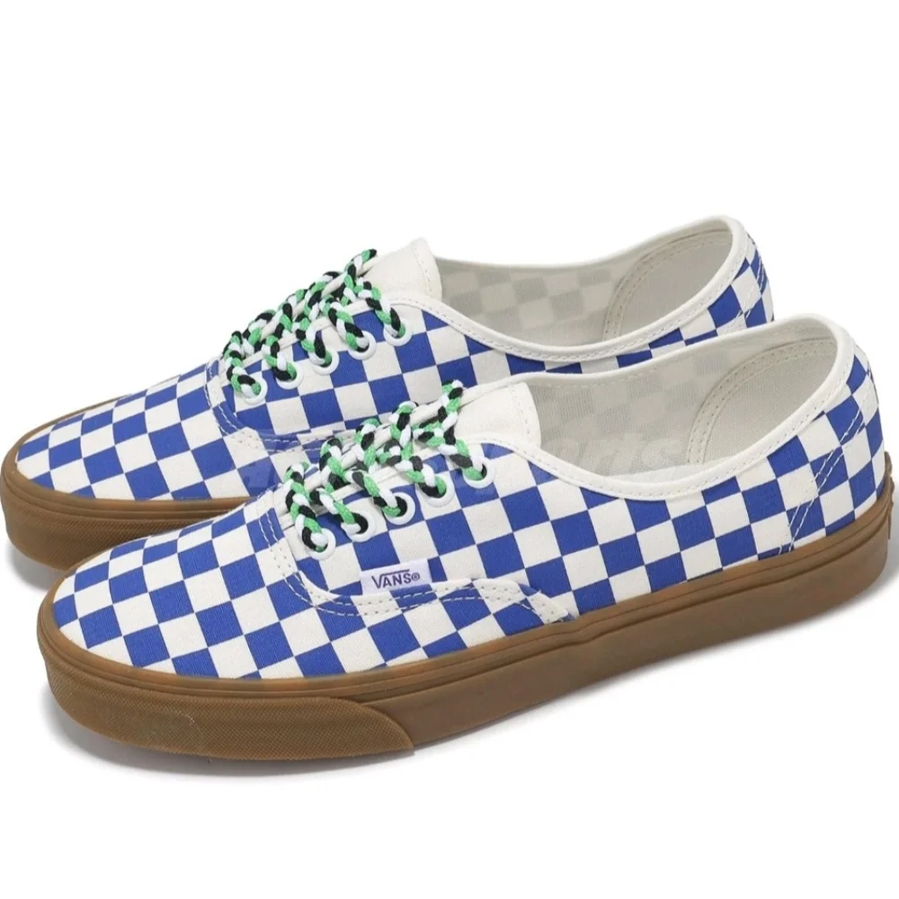 Vans Authentic Checkerboard Blue Gum Braided Laces Casual womens Shoes Size9.5
